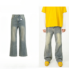 Straight leg jeans, slightly flared, simple