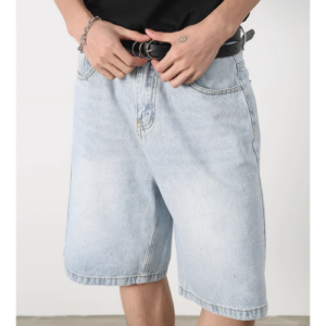 Unisex Baggy Jean Shorts – Relaxed Wide-Leg Fit | Streetwear Essentials - Light Blue