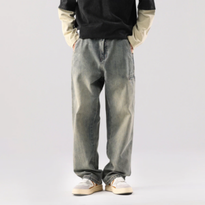 Men's wide leg jeans, high quality cotton denim jeans, dynamic and stylish design