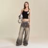 Baggy Jeans Wide Leg Unisex Oversized Gray Wash for Men and Women, Human Size 28, Luxurious Style Fabric Trouser Pants