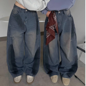Unisex Wide Leg Jeans – Baggy Fit, High Waist, Vintage Streetwear Denim Pants for Men and Women