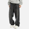 Vintage American Style Washed Grey Baggy Jeans – Unisex Elastic Waist Loose Wide-Leg Straight Fit Streetwear Pants