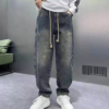Men's wide leg jeans, men's straight leg jeans, thick, cool fabric for men and women, blue