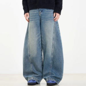Haven Studio Cong-wave wide leg baggy jeans for men and women, blue black, Retro style