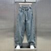 Men's Wide Leg Jeans with Elastic Waist Drawstring, Street Style, Casual Jeans, Men's Casual Jeans Menswear Loose