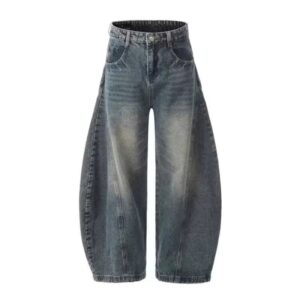 Men's wide-leg jeans, baggy straight pants, trendy European and American style